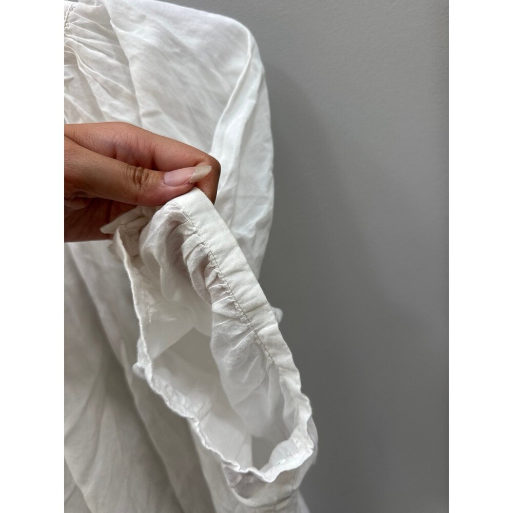 DÔEN June Top in Salt White Puff Sleeve Button Front Blouse Large - Picture 7 of 7